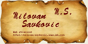 Milovan Savković vizit kartica